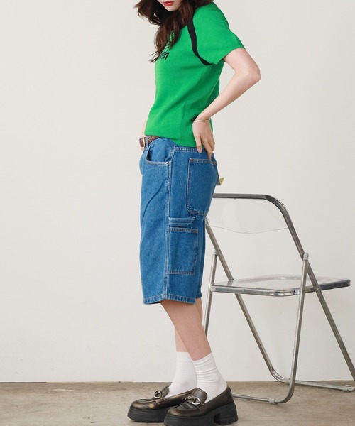 Calvin Klein（カルバン・クライン）の「Calvin Klein/カルバンクライン ショートスリーブロゴセーター（ニット/セーター・レディース・グリーン/ブラック・L/M/S）」の13枚目の写真