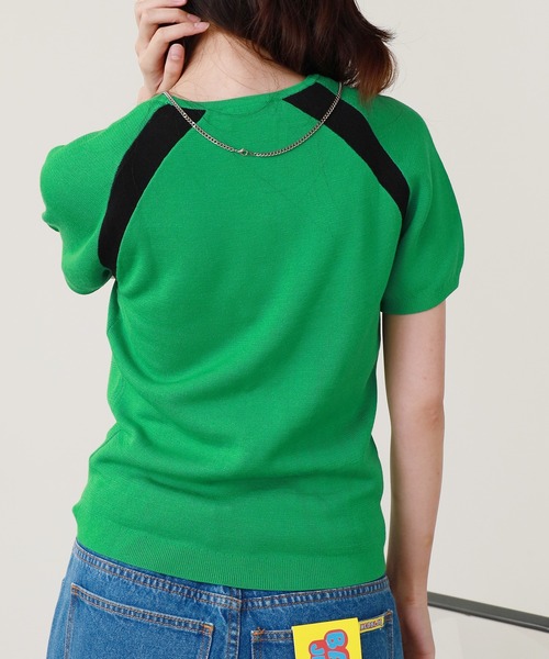 Calvin Klein（カルバン・クライン）の「Calvin Klein/カルバンクライン ショートスリーブロゴセーター（ニット/セーター・レディース・グリーン/ブラック・L/M/S）」の7枚目の写真