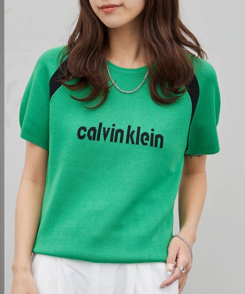 Calvin Klein（カルバン・クライン）の「Calvin Klein/カルバンクライン ショートスリーブロゴセーター（ニット/セーター・レディース・グリーン/ブラック・L/M/S）」の18枚目の写真