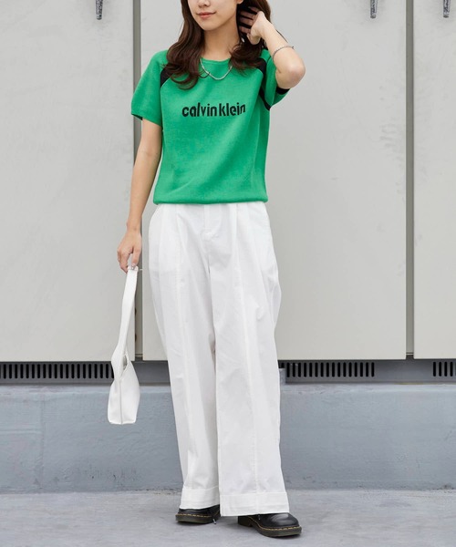 Calvin Klein（カルバン・クライン）の「Calvin Klein/カルバンクライン ショートスリーブロゴセーター（ニット/セーター・レディース・グリーン/ブラック・L/M/S）」の19枚目の写真