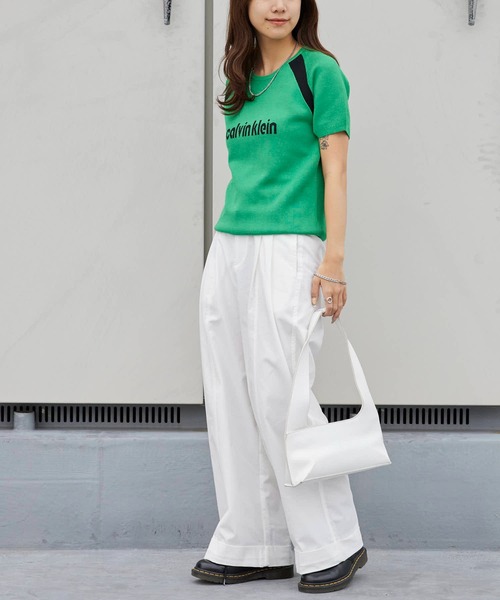 Calvin Klein（カルバン・クライン）の「Calvin Klein/カルバンクライン ショートスリーブロゴセーター（ニット/セーター・レディース・グリーン/ブラック・L/M/S）」の20枚目の写真