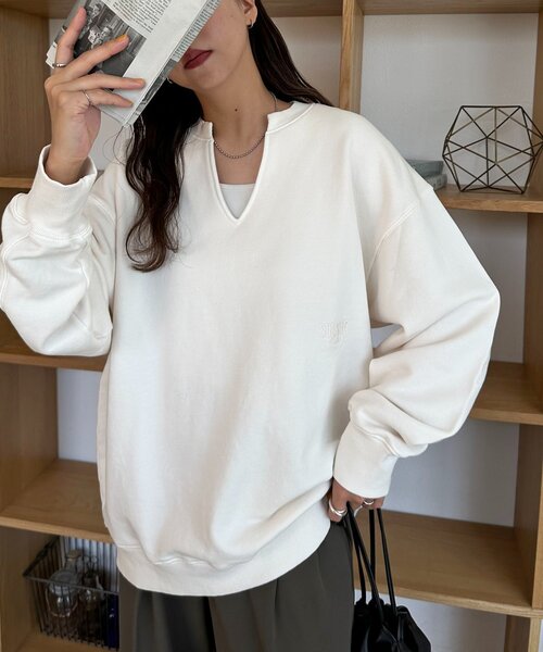 ユニセックス】ワンポイント刺繍ピグメントスキッパースウェット