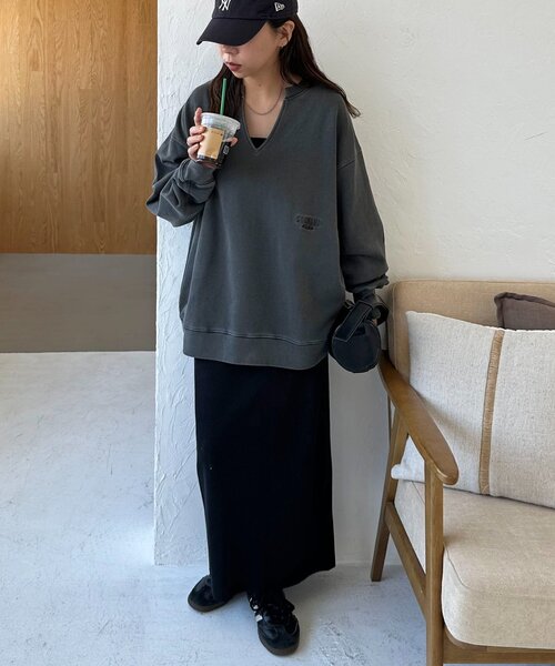 DISCOAT(ディスコート)の「【ユニセックス】ワンポイント刺繍ピグメントスキッパースウェット(スウェット・レディース・アイボリー/チャコールグレー/ブラウン・FREE)」の21枚目の写真