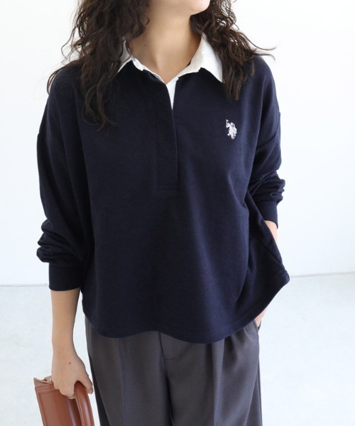 U.S. POLO ASSN.(ユーエスポロアッスン)の「U.S. POLO ASSN. ライトスウェットポロカットソー(Tシャツ/カットソー・レディース・チャコールグレー/ネイビー/ライトグレー・LL/L/M/S)」の1枚目の写真