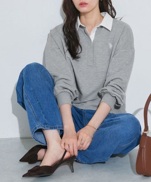 U.S. POLO ASSN.(ユーエスポロアッスン)の「U.S. POLO ASSN. ライトスウェットポロカットソー(Tシャツ/カットソー・レディース・チャコールグレー/ネイビー/ライトグレー・LL/L/M/S)」の12枚目の写真