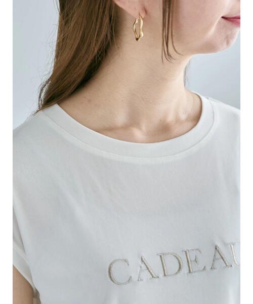 Te chichi（テチチ）の「シアーベロアロゴ刺繍TOPS（Tシャツ/カットソー・レディース・ブラウン/オフホワイト/ネイビー・F）」の21枚目の写真