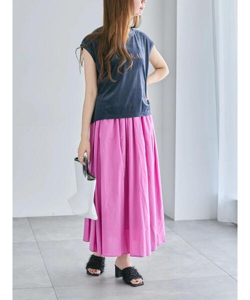 Te chichi（テチチ）の「シアーベロアロゴ刺繍TOPS（Tシャツ/カットソー・レディース・ブラウン/オフホワイト/ネイビー・F）」の5枚目の写真