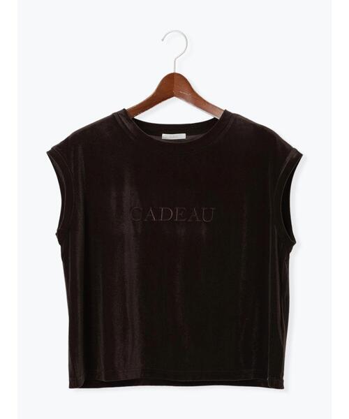 Te chichi（テチチ）の「シアーベロアロゴ刺繍TOPS（Tシャツ/カットソー・レディース・ブラウン/オフホワイト/ネイビー・F）」の8枚目の写真