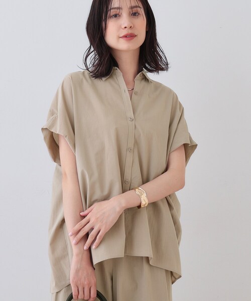未使用☆INDIVI インディヴィ☆グリーン 上質 長袖ブラウス　麻　手洗い可 春SALE！【トレンド／ヘアリー】フリンジカットジャカードT