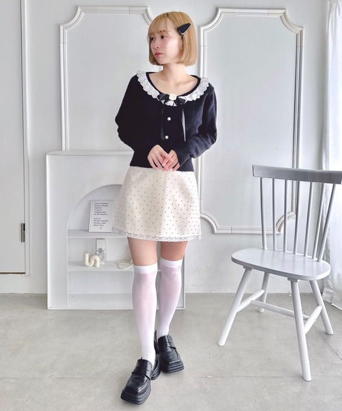 Loueme（ルエム）の「ローズリボンアイレットニットカーディガン（カーディガン/ボレロ・レディース・アイボリー/ブラック/グレー・FREE）」の19枚目の写真