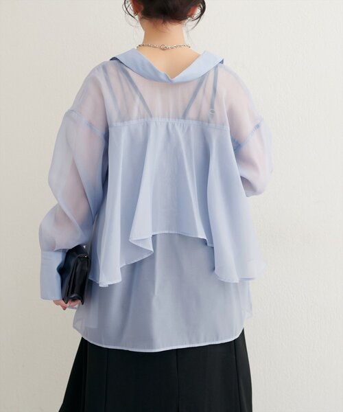 natural couture(ナチュラルクチュール)の「WEB限定 /【大人ナチュ】バックフレアシャツ(シャツ/ブラウス・レディース・オフホワイト/ピンク/ブラウン/サックスブルー・FREE)」の20枚目の写真