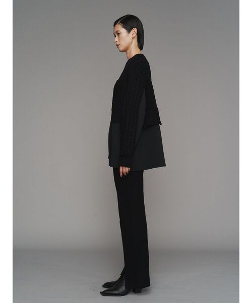 UN3D.（アンスリード）の「CABLE LAYER KNIT TOP / ケーブルレイヤーニットトップ（ニット/セーター・レディース・ホワイト/グレー/ブラック・FREE）」の5枚目の写真