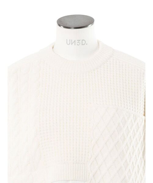 UN3D.（アンスリード）の「CABLE LAYER KNIT TOP / ケーブルレイヤーニットトップ（ニット/セーター・レディース・ホワイト/グレー/ブラック・FREE）」の10枚目の写真