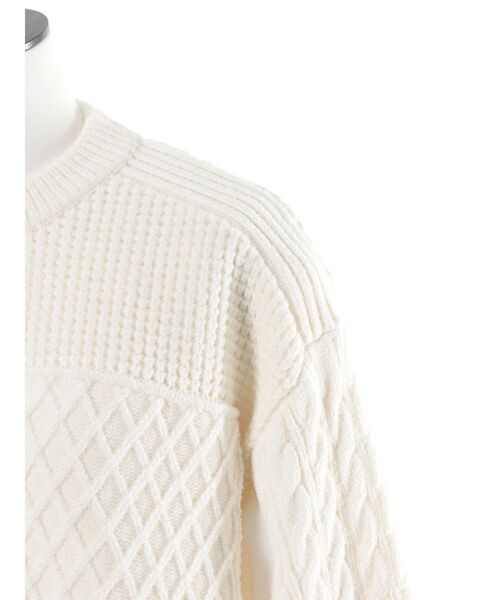 UN3D.（アンスリード）の「CABLE LAYER KNIT TOP / ケーブルレイヤーニットトップ（ニット/セーター・レディース・ホワイト/グレー/ブラック・FREE）」の11枚目の写真