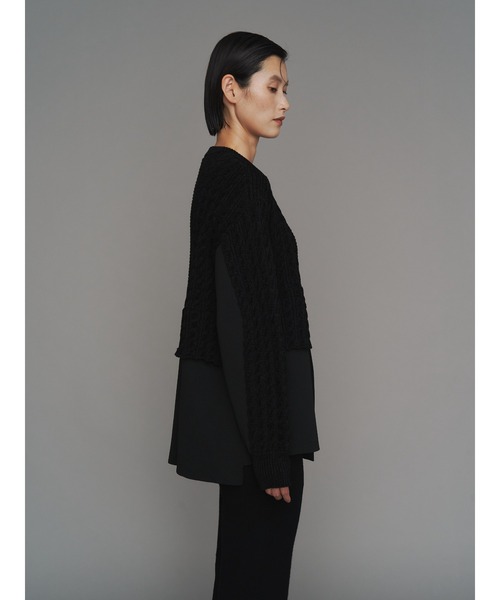 UN3D.（アンスリード）の「CABLE LAYER KNIT TOP / ケーブルレイヤーニットトップ（ニット/セーター・レディース・ホワイト/グレー/ブラック・FREE）」の15枚目の写真