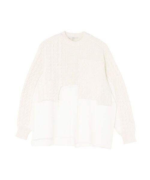 UN3D.（アンスリード）の「CABLE LAYER KNIT TOP / ケーブルレイヤーニットトップ（ニット/セーター・レディース・ホワイト/グレー/ブラック・FREE）」の18枚目の写真
