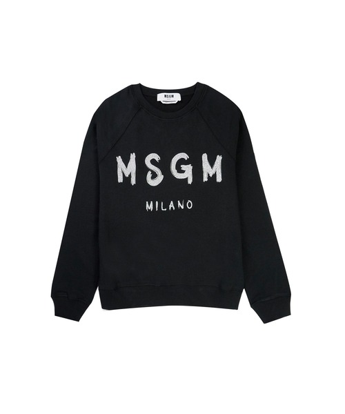 MSGM(エムエスジーエム)の「【NEW】MSGM ブラッシュロゴ スウェットシャツ<GLITTER SILVER PRINT>(スウェット・レディース・ブラック×シルバー/オフホワイト・S/M/XS/L)」の1枚目の写真