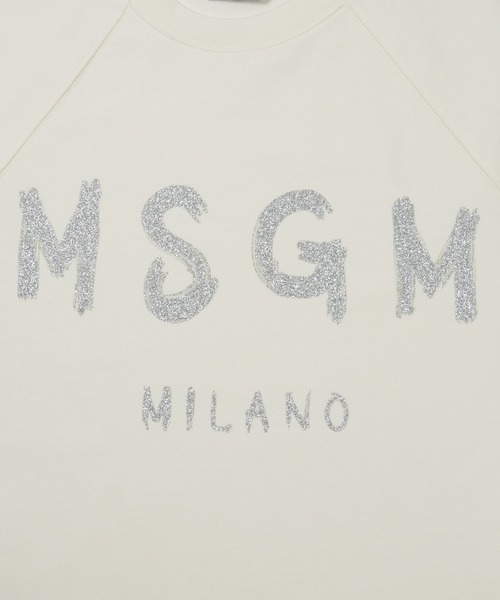 MSGM(エムエスジーエム)の「【NEW】MSGM ブラッシュロゴ スウェットシャツ<GLITTER SILVER PRINT>(スウェット・レディース・ブラック×シルバー/オフホワイト・S/M/XS/L)」の4枚目の写真