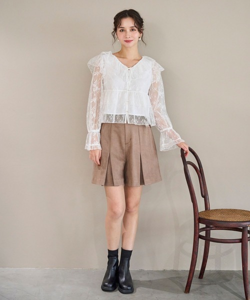 31 Sons de mode(トランテアン ソン ドゥ モード)の「2025秋冬新作 スエードショートパンツ(その他パンツ・レディース・モカ/ライトグレー・S/M)」の4枚目の写真