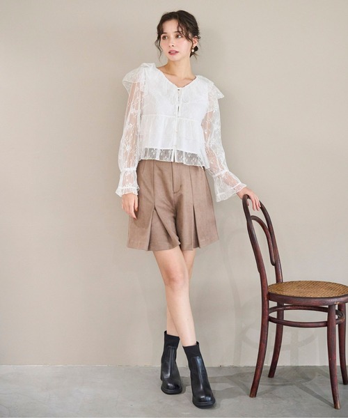 31 Sons de mode(トランテアン ソン ドゥ モード)の「2025秋冬新作 スエードショートパンツ(その他パンツ・レディース・モカ/ライトグレー・S/M)」の5枚目の写真