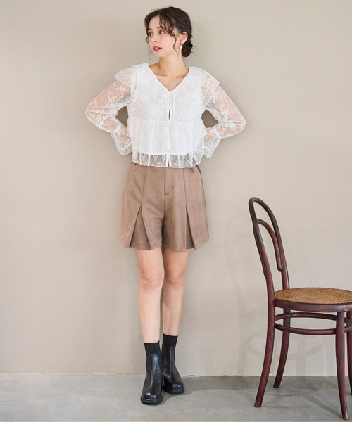 31 Sons de mode(トランテアン ソン ドゥ モード)の「2025秋冬新作 スエードショートパンツ(その他パンツ・レディース・モカ/ライトグレー・S/M)」の7枚目の写真