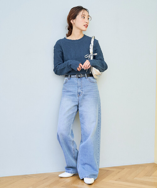 FREAK'S STORE(フリークスストア)の「限定展開 カット シャーリング ポコポコ メロー デザイン ロングスリーブ Tシャツ(Tシャツ/カットソー・レディース・オフホワイト/ブルー/ブラック/レッド/ブラウン・フリ-)」の6枚目の写真