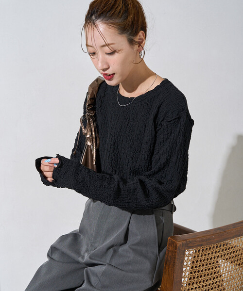 FREAK'S STORE(フリークスストア)の「限定展開 カット シャーリング ポコポコ メロー デザイン ロングスリーブ Tシャツ(Tシャツ/カットソー・レディース・オフホワイト/ブルー/ブラック/レッド/ブラウン・フリ-)」の13枚目の写真