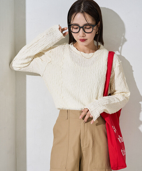 FREAK'S STORE(フリークスストア)の「限定展開 カット シャーリング ポコポコ メロー デザイン ロングスリーブ Tシャツ(Tシャツ/カットソー・レディース・オフホワイト/ブルー/ブラック/レッド/ブラウン・フリ-)」の17枚目の写真