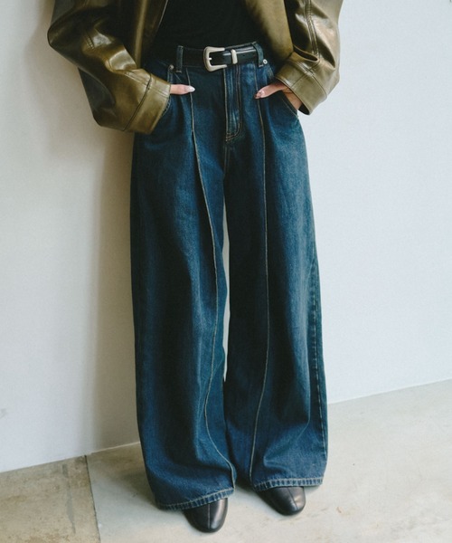 emuniem by.ゆいか - タックデニムストレートパンツ（デニムパンツ