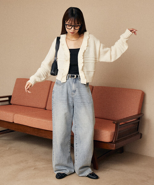 PUBLUX（パブリュクス）の「PUBLUX/パブリュクス フリルホックカーディガン　限定展開（カーディガン/ボレロ・レディース・ブラック/ブラウン/グレー/オフホワイト・ﾌﾘ-）」の20枚目の写真