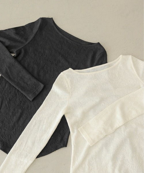 CLEIO（クレイオ）の「【CLEIO】レースジャガードトップス JACQUARD LACE BLOUSE/980-14610（Tシャツ/カットソー・レディース・ブラック/ホワイト・FREE）」の3枚目の写真