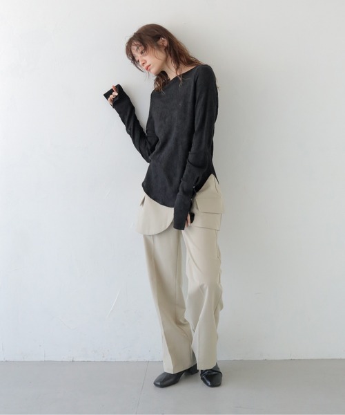 CLEIO（クレイオ）の「【CLEIO】レースジャガードトップス JACQUARD LACE BLOUSE/980-14610（Tシャツ/カットソー・レディース・ブラック/ホワイト・FREE）」の9枚目の写真