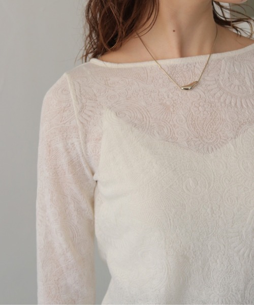 CLEIO（クレイオ）の「【CLEIO】レースジャガードトップス JACQUARD LACE BLOUSE/980-14610（Tシャツ/カットソー・レディース・ブラック/ホワイト・FREE）」の21枚目の写真