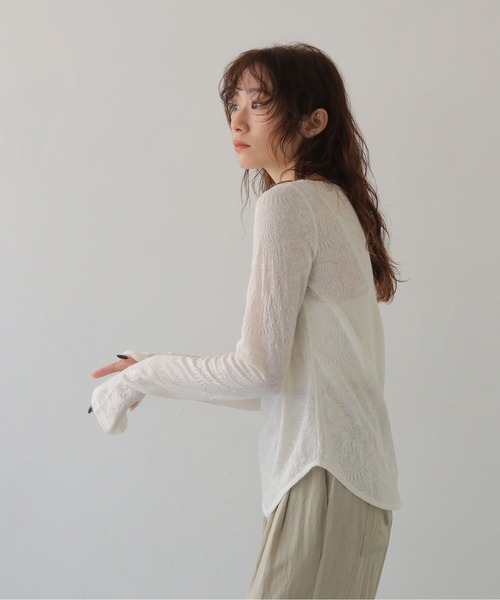 CLEIO（クレイオ）の「【CLEIO】レースジャガードトップス JACQUARD LACE BLOUSE/980-14610（Tシャツ/カットソー・レディース・ブラック/ホワイト・FREE）」の20枚目の写真