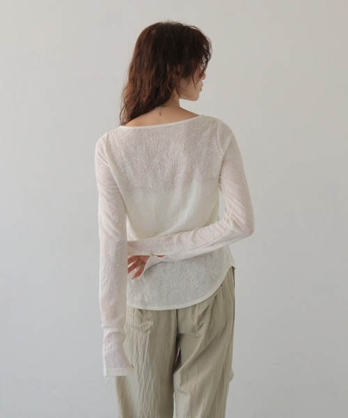 CLEIO（クレイオ）の「【CLEIO】レースジャガードトップス JACQUARD LACE BLOUSE/980-14610（Tシャツ/カットソー・レディース・ブラック/ホワイト・FREE）」の18枚目の写真
