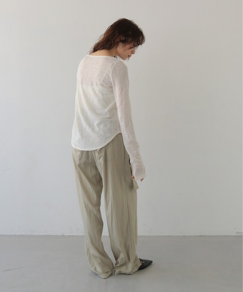 CLEIO（クレイオ）の「【CLEIO】レースジャガードトップス JACQUARD LACE BLOUSE/980-14610（Tシャツ/カットソー・レディース・ブラック/ホワイト・FREE）」の14枚目の写真