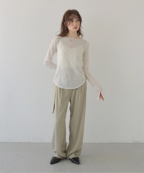 CLEIO（クレイオ）の「【CLEIO】レースジャガードトップス JACQUARD LACE BLOUSE/980-14610（Tシャツ/カットソー・レディース・ブラック/ホワイト・FREE）」の16枚目の写真