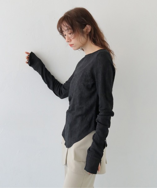 CLEIO（クレイオ）の「【CLEIO】レースジャガードトップス JACQUARD LACE BLOUSE/980-14610（Tシャツ/カットソー・レディース・ブラック/ホワイト・FREE）」の12枚目の写真