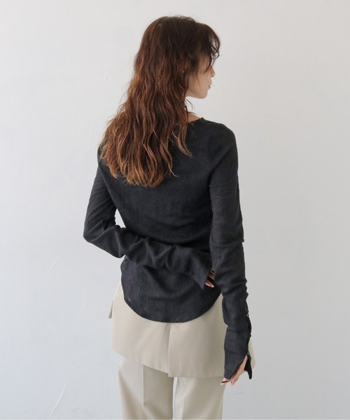 CLEIO（クレイオ）の「【CLEIO】レースジャガードトップス JACQUARD LACE BLOUSE/980-14610（Tシャツ/カットソー・レディース・ブラック/ホワイト・FREE）」の11枚目の写真