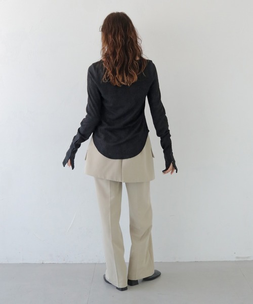 CLEIO（クレイオ）の「【CLEIO】レースジャガードトップス JACQUARD LACE BLOUSE/980-14610（Tシャツ/カットソー・レディース・ブラック/ホワイト・FREE）」の5枚目の写真