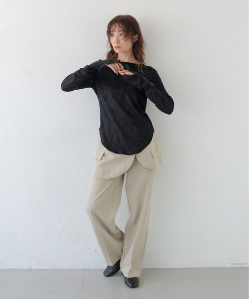 CLEIO（クレイオ）の「【CLEIO】レースジャガードトップス JACQUARD LACE BLOUSE/980-14610（Tシャツ/カットソー・レディース・ブラック/ホワイト・FREE）」の10枚目の写真