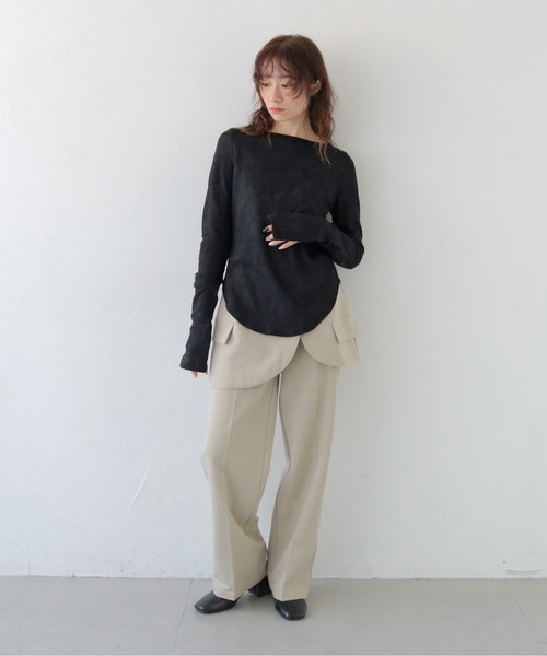 CLEIO（クレイオ）の「【CLEIO】レースジャガードトップス JACQUARD LACE BLOUSE/980-14610（Tシャツ/カットソー・レディース・ブラック/ホワイト・FREE）」の7枚目の写真