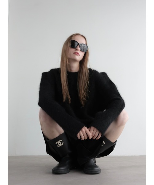 AMOMMA（アモマ）の「WOOL PUFF SHOULDER KNIT（ニット/セーター・レディース・ブラック/アイボリー系/Beige/ブラウン/グレー・FREE）」の9枚目の写真