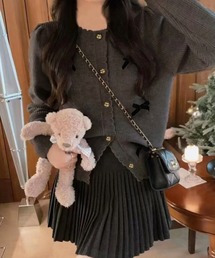 Miniministore（ミニミニストア）の「ニットカーディガンリボン飾り 秋冬ニット（ニット/セーター）」