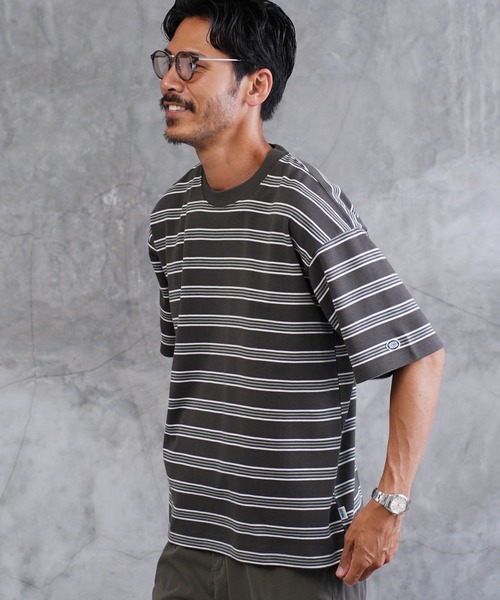 jiggys shop（ジギーズショップ）の「COOLMAX レトロボーダー オーバーサイズTシャツ（Tシャツ/カットソー・メンズ・ホワイト/オートミール/ブルーグリーン/スミクロ・MEDIUM/LARGE/X-LARGE）」の21枚目の写真