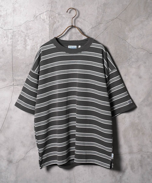 jiggys shop（ジギーズショップ）の「COOLMAX レトロボーダー オーバーサイズTシャツ（Tシャツ/カットソー・メンズ・ホワイト/オートミール/ブルーグリーン/スミクロ・MEDIUM/LARGE/X-LARGE）」の13枚目の写真