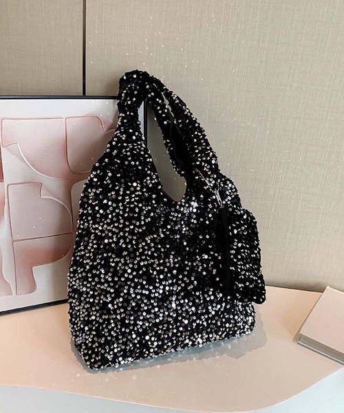 Mignonjour(ミニョンジュール)の「Mignonjour/ミニポーチつきスパンコールトートバッグM2834(トートバッグ・レディース・ブラック/シルバー・FREE)」の3枚目の写真