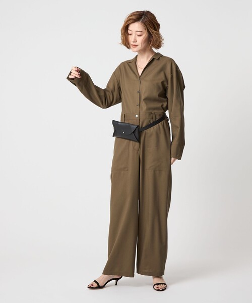 conte＞オープンカラー オールインワン（つなぎ/オールインワン