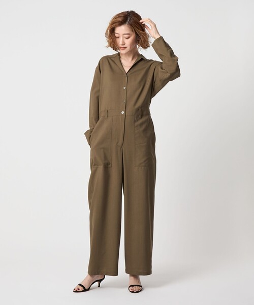 conte＞オープンカラー オールインワン（つなぎ/オールインワン