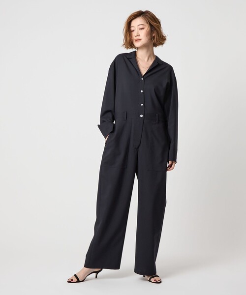 conte＞オープンカラー オールインワン（つなぎ/オールインワン